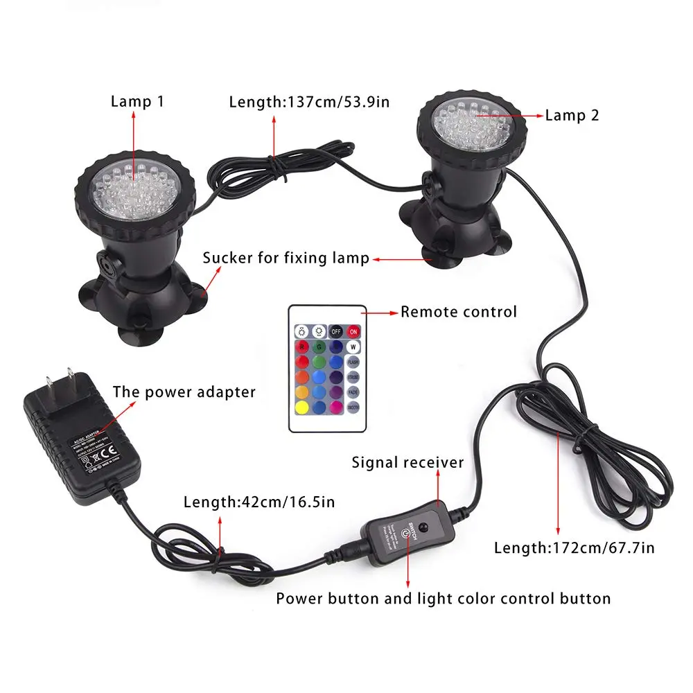 SHOYO Color Changing Pond Lights 3-Pack | Submersible RGB LED Spotlights with Timer & Remote - view 5