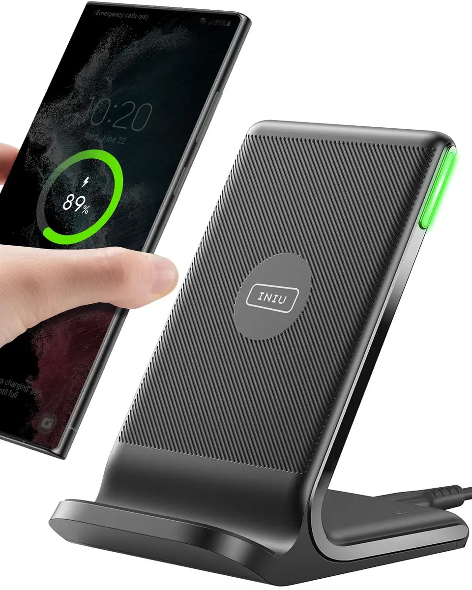 INIU Wireless Charger 15W | Fast Charging Stand with LED & Temp°Guard - main product image
