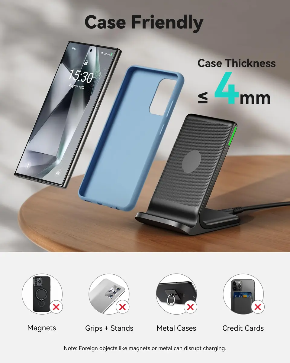 INIU Wireless Charger 15W | Fast Charging Stand with LED & Temp°Guard - view 5