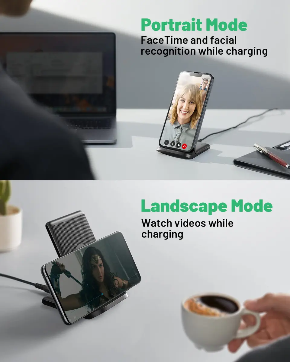 INIU Wireless Charger 15W | Fast Charging Stand with LED & Temp°Guard - view 7