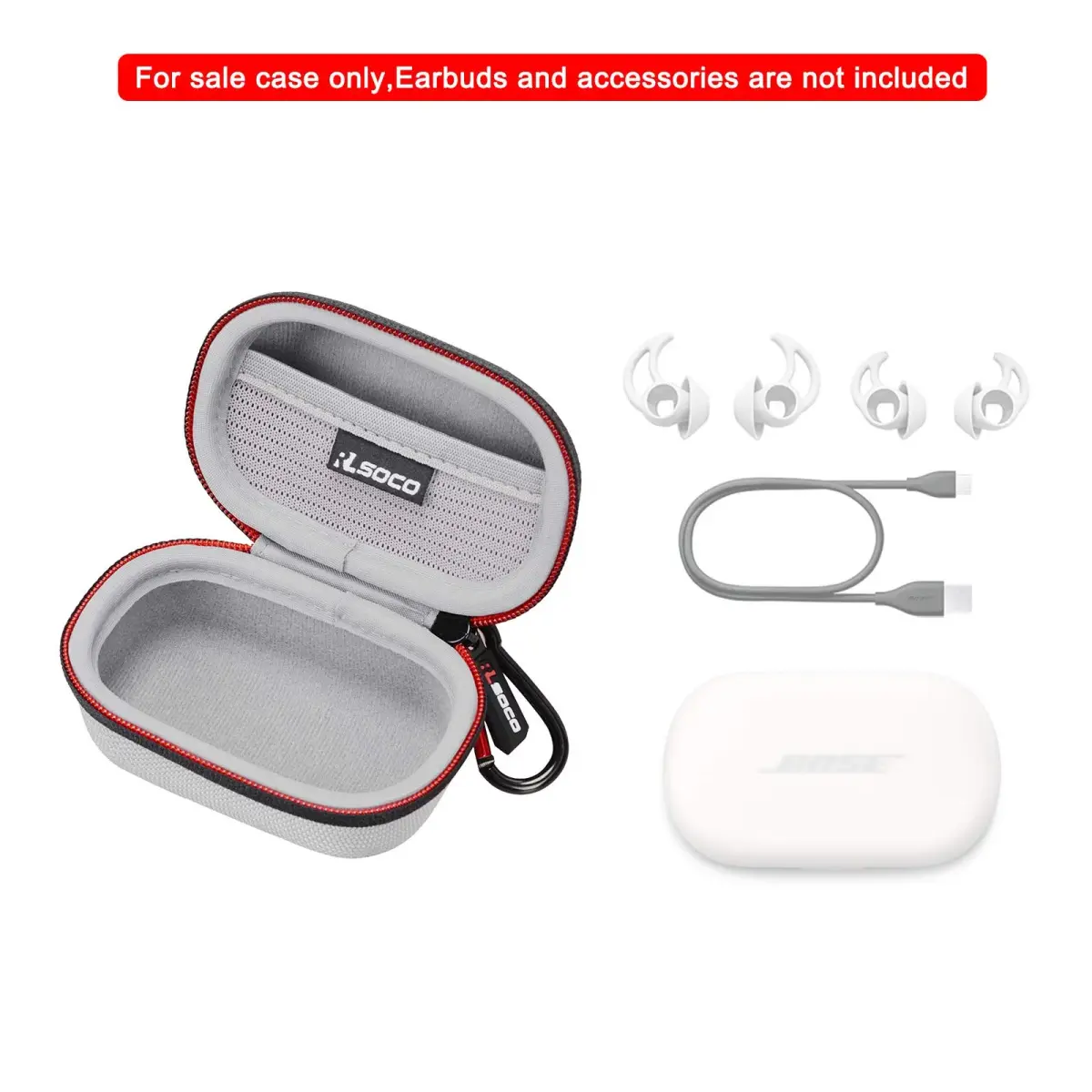 RLSOCO Carrying Case for Bose QuietComfort & Sport Earbuds | Silver, EVA & 1680D Materials - view 2