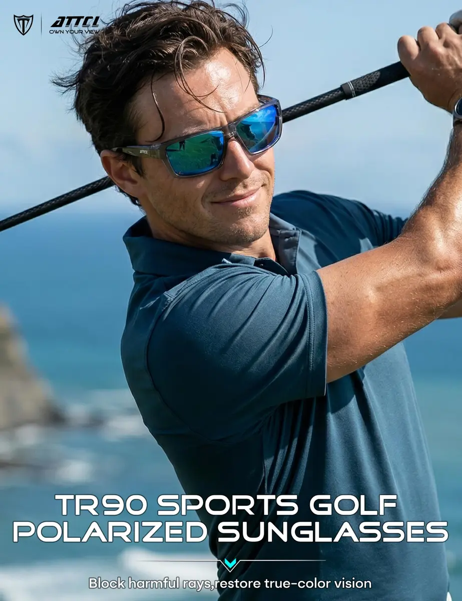 ATTCL Polarized Sunglasses Men Wrap Around UV400 TR90 Frame 63mm Lens | Driving Fishing Sports - view 3