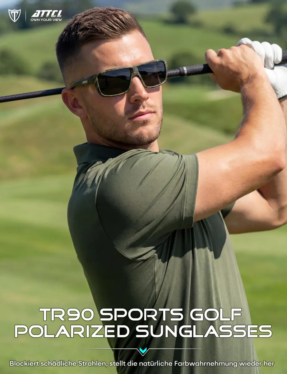 ATTCL Polarized Sunglasses Men Wrap Around UV400 Fishing Sports | TR90 Frame, 63mm Lens Width - view 3