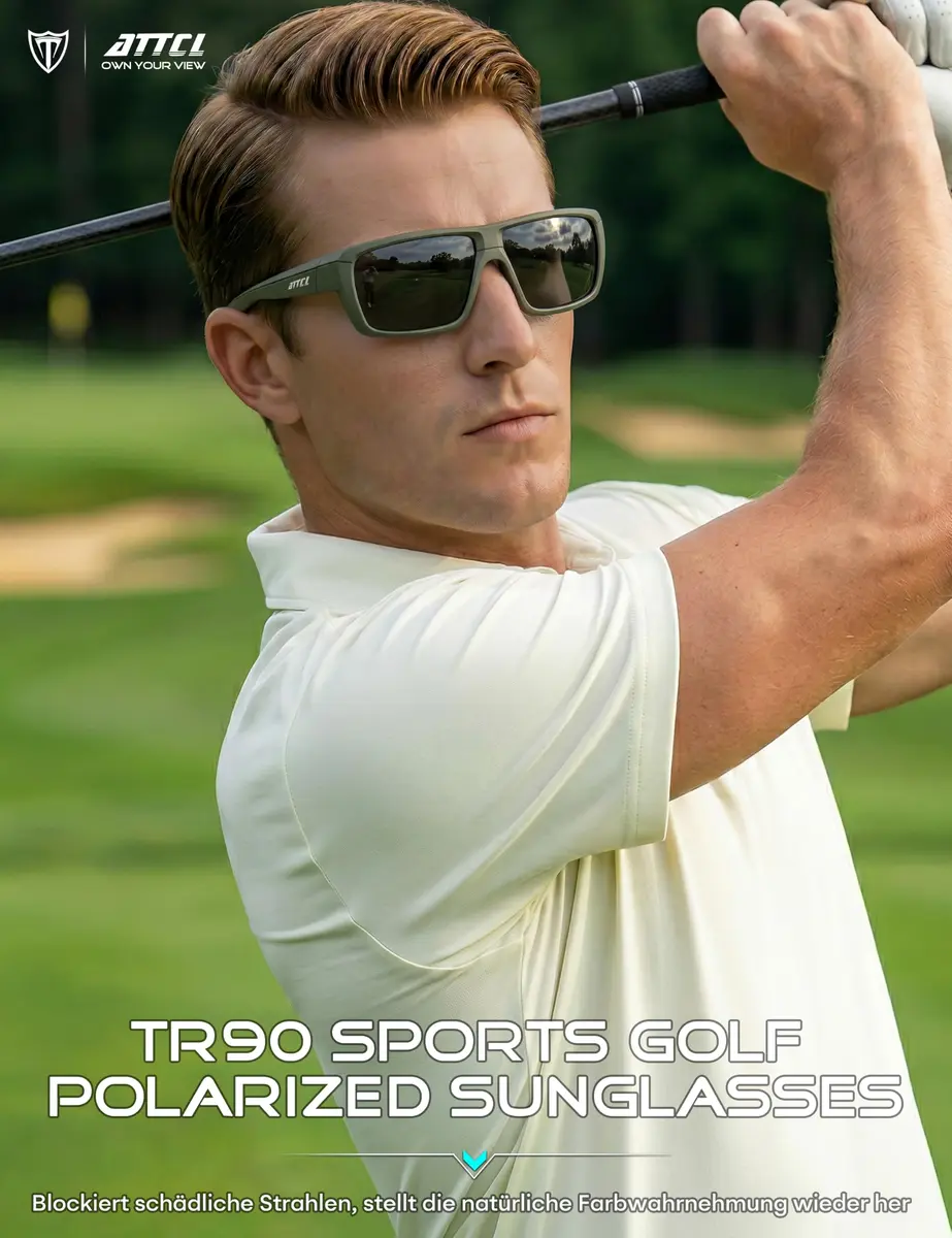 ATTCL Polarized Sunglasses for Men, TR90 Wrap Around UV400, 63mm Lens Width | Fishing Sports - view 4