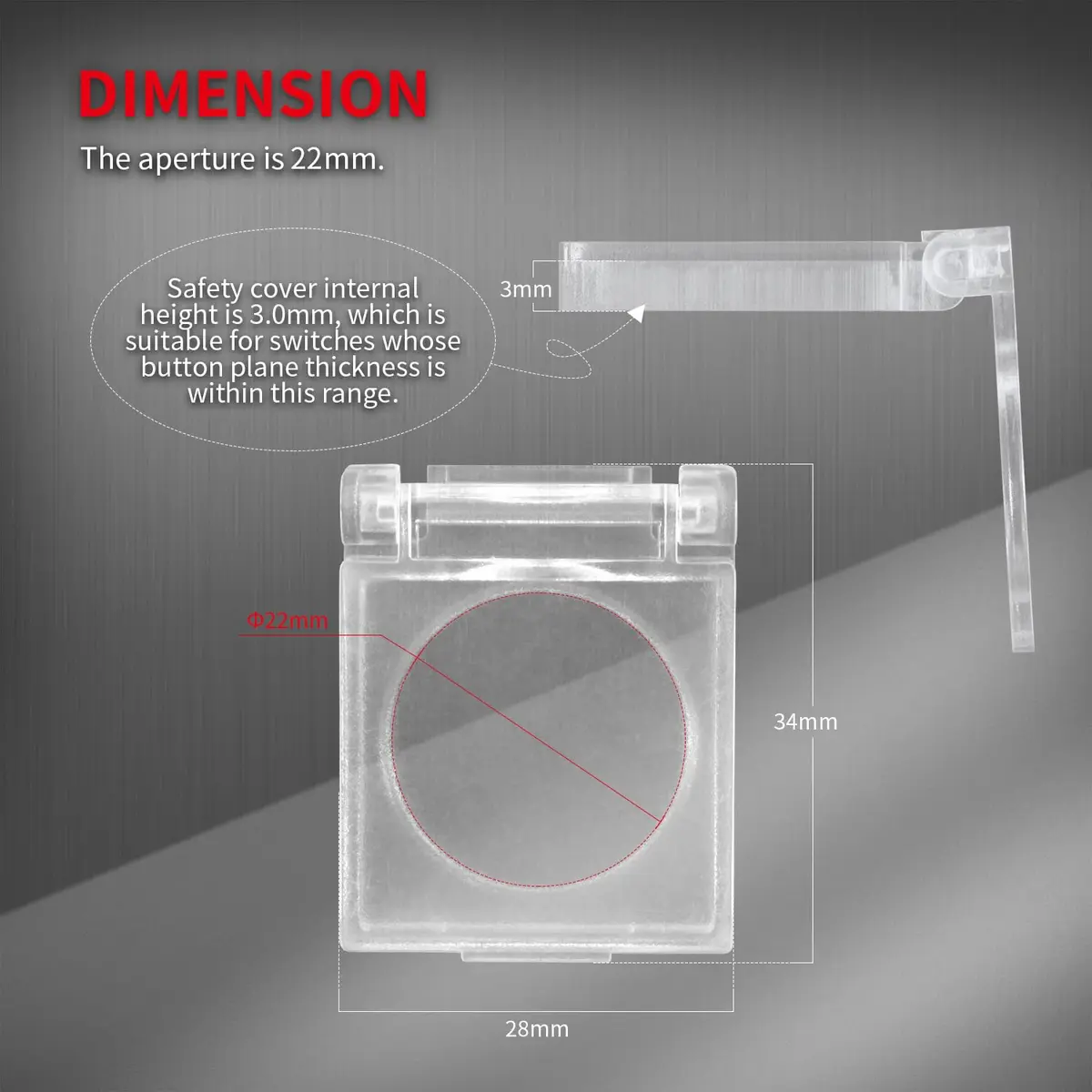 DAIERTEK 22mm Push Button Switch Cover Guard Protector, Transparent Plastic, 3-Pack | Child-Proof, Dust-Proof, Waterproof - view 2