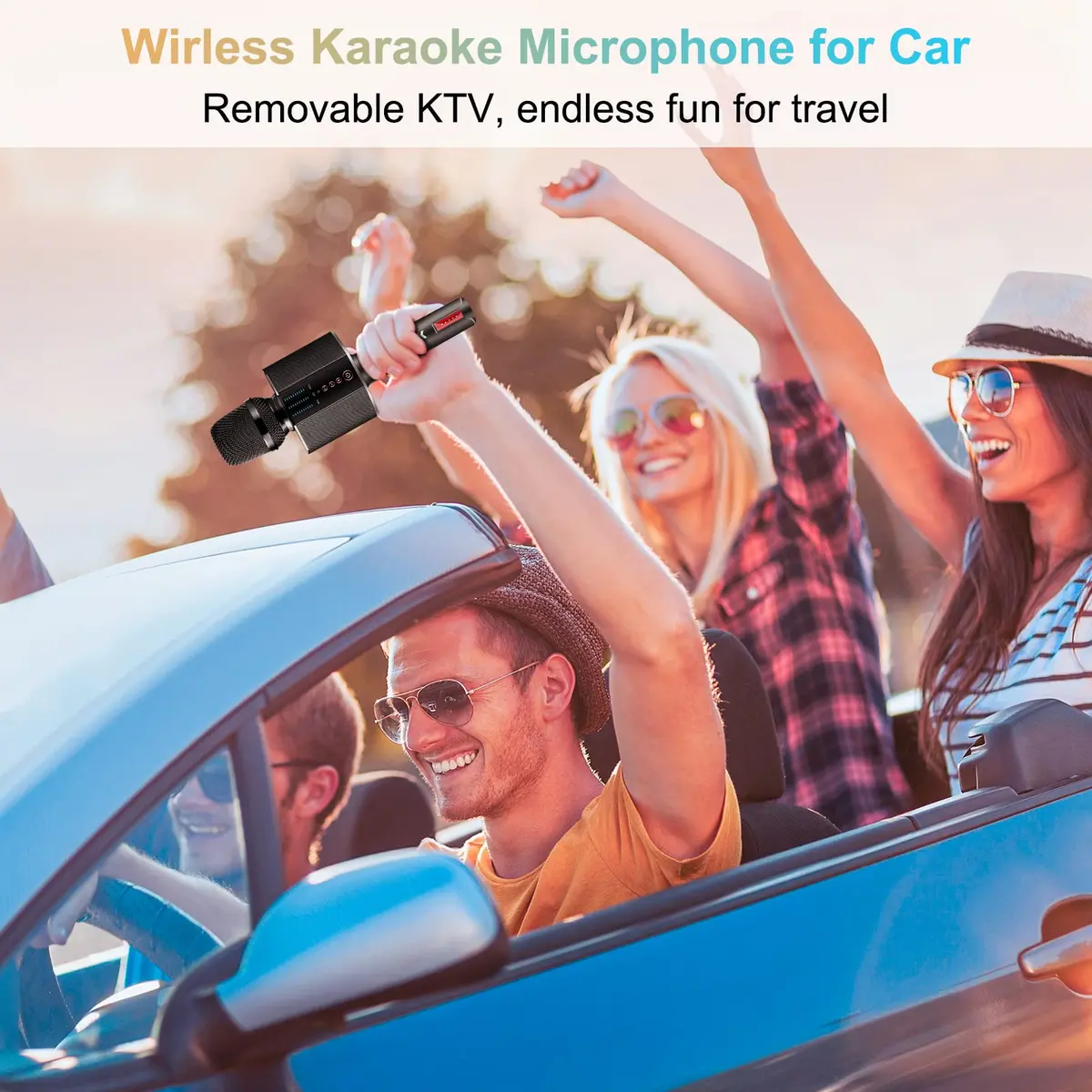 BONAOK G50 Wireless Bluetooth Karaoke Microphone with 26W Stereo Speakers, Rechargeable Mic for PC/Smartphone, Black | Dual Karaoke Functionality - view 5