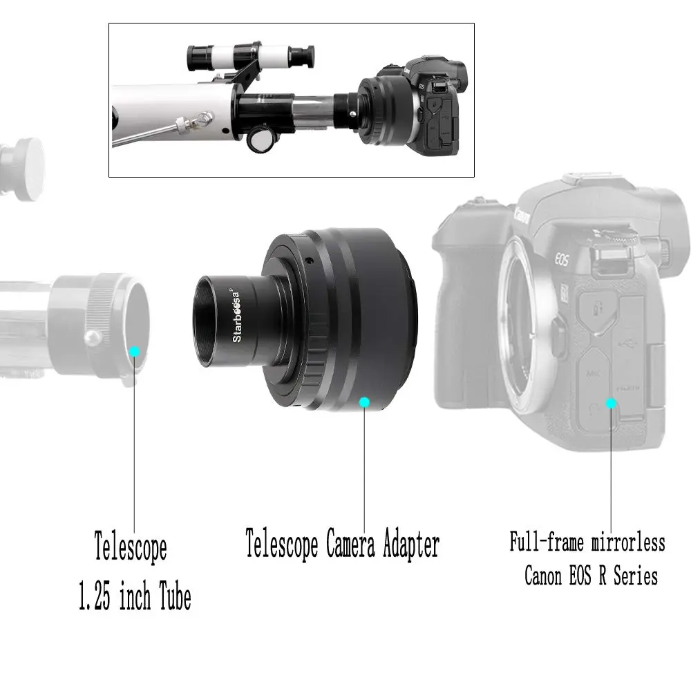 starboosa Telescope Camera Adapter for Canon EOS R 1.25-Inch | Astrophotography Accessory - view 2