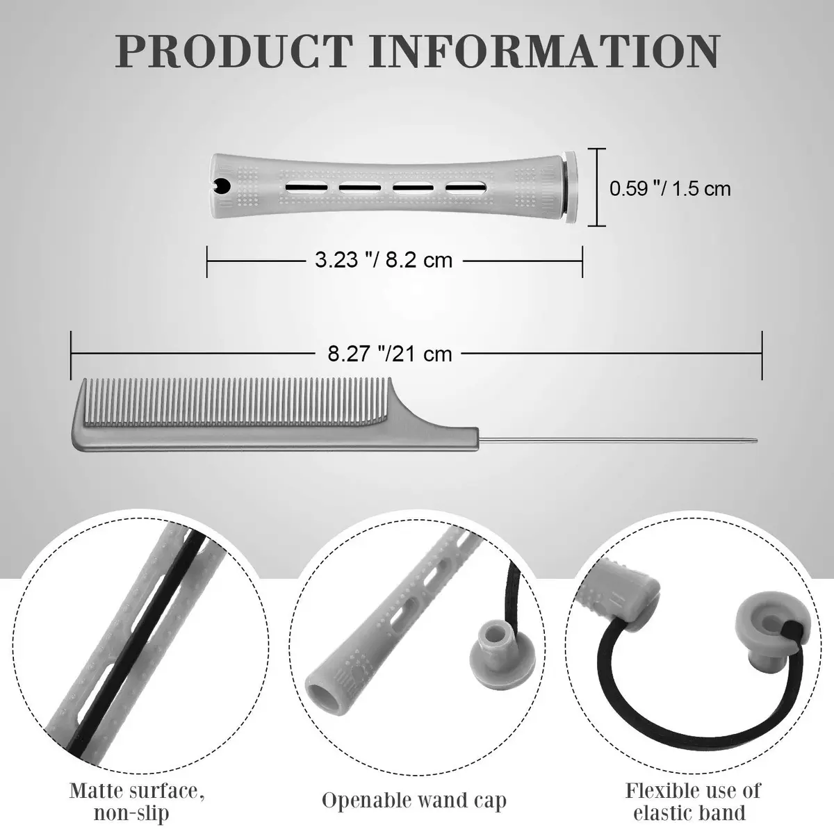 WILLBOND Hair Perm Rods 36 Pcs, Gray, 0.59 Inch | Easy Curling, Safe & Reusable - view 2