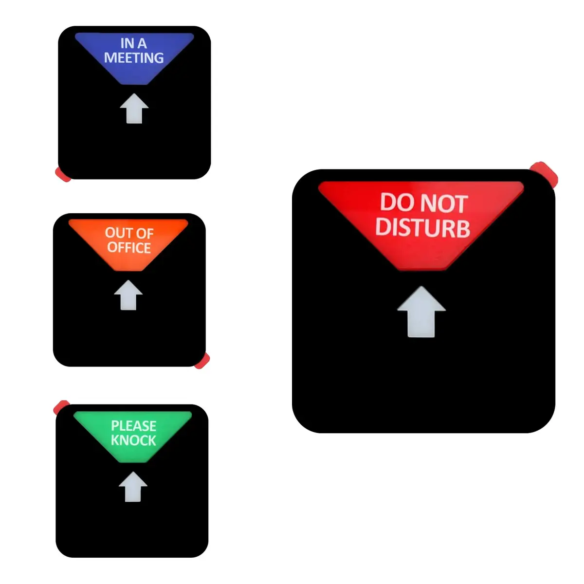 LoYinLo Office Privacy Sign, Do Not Disturb/Please Knock/In Meeting/Out of Office Slider Sign, Black Square (5.1 inches) - main product image