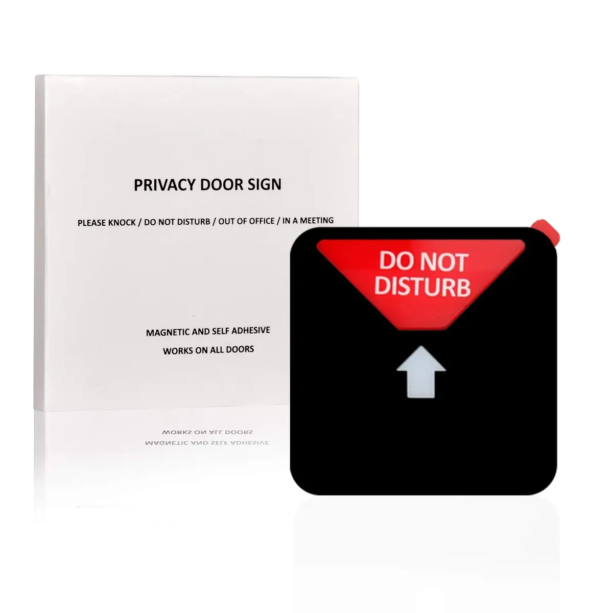 LoYinLo Office Privacy Sign, Do Not Disturb/Please Knock/In Meeting/Out of Office Slider Sign, Black Square (5.1 inches) - view 6