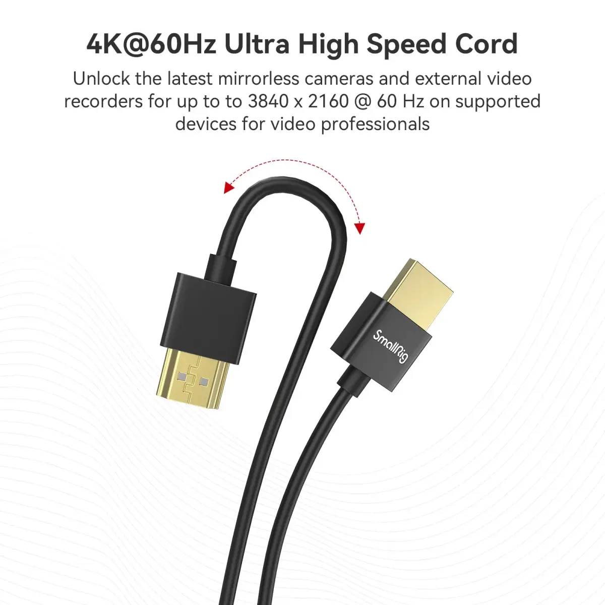 SMALLRIG Ultra-Slim HDMI Cable 35cm (1.15ft) | 4K@60Hz HDMI 2.0 Cord for Cameras, Monitors, Gimbals - view 5