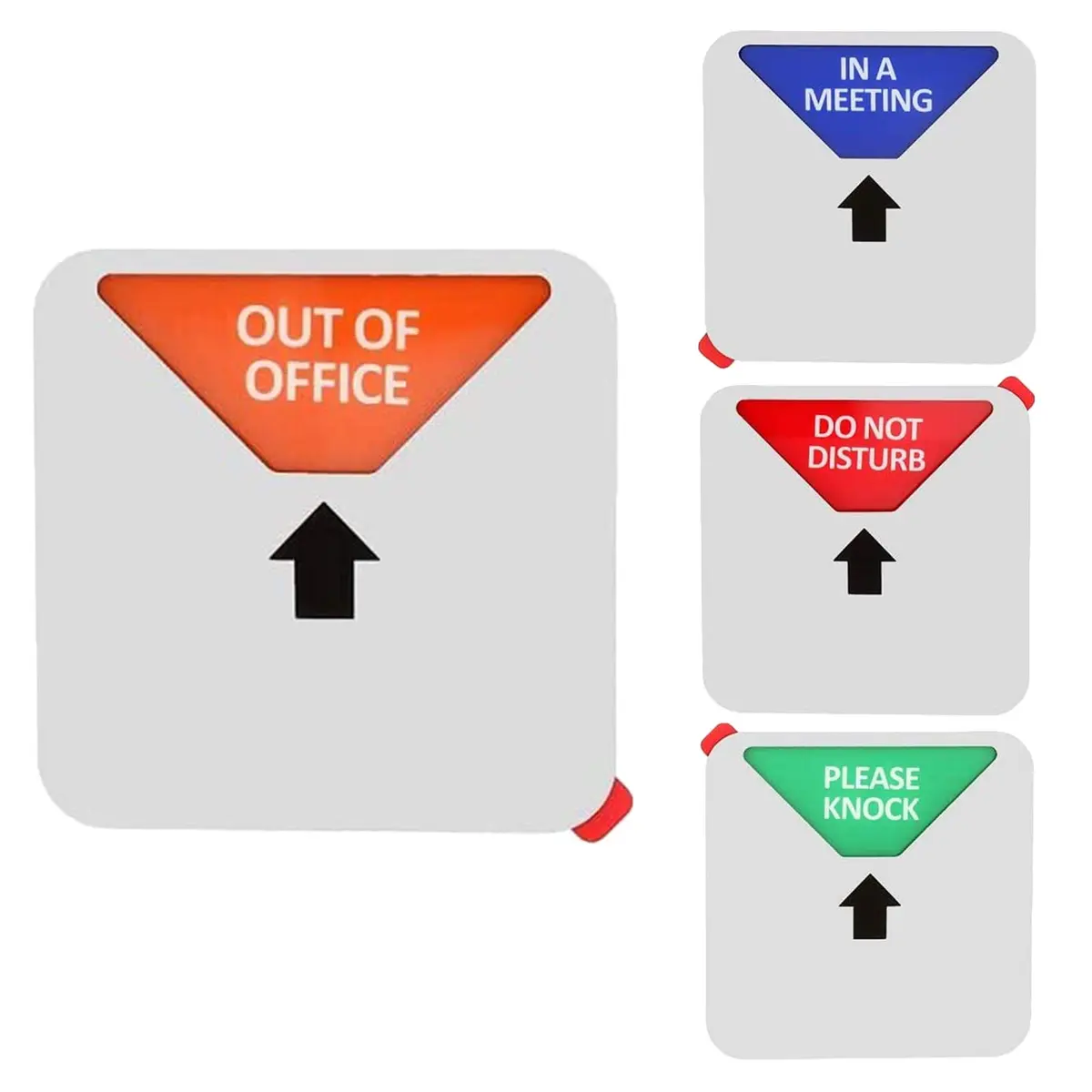 LoYinLo Office Privacy Sign - Do Not Disturb/Please Knock/Out of Office/In Meeting, Square Silver (5.1" x 5.1") - main product image
