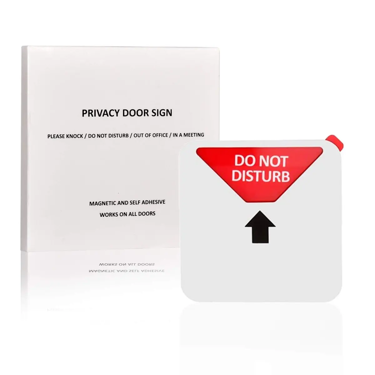 LoYinLo Office Privacy Sign - Do Not Disturb/Please Knock/Out of Office/In Meeting, Square Silver (5.1" x 5.1") - view 6