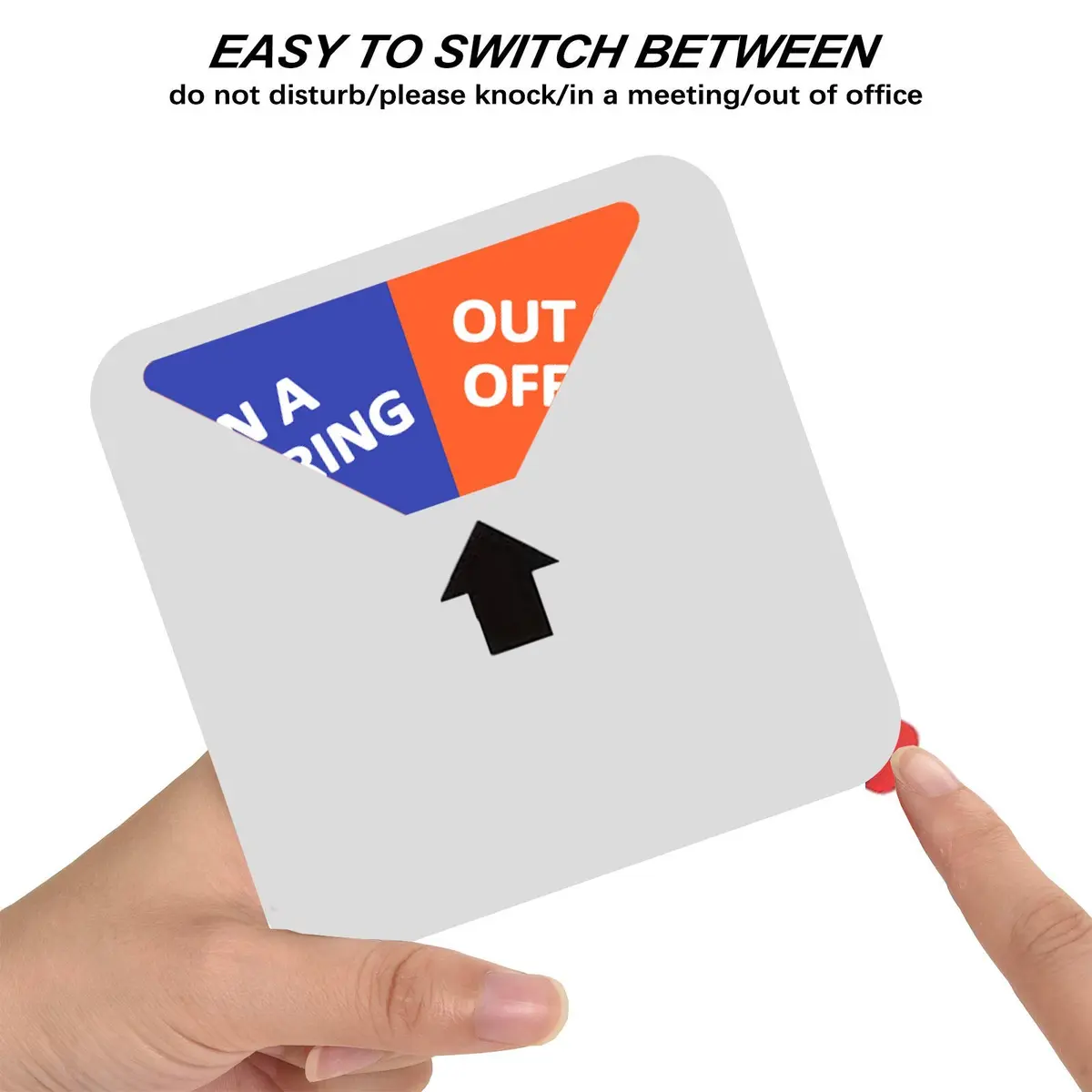 LoYinLo Office Privacy Sign - Do Not Disturb/Please Knock/Out of Office/In Meeting, Square Silver (5.1" x 5.1") - view 4