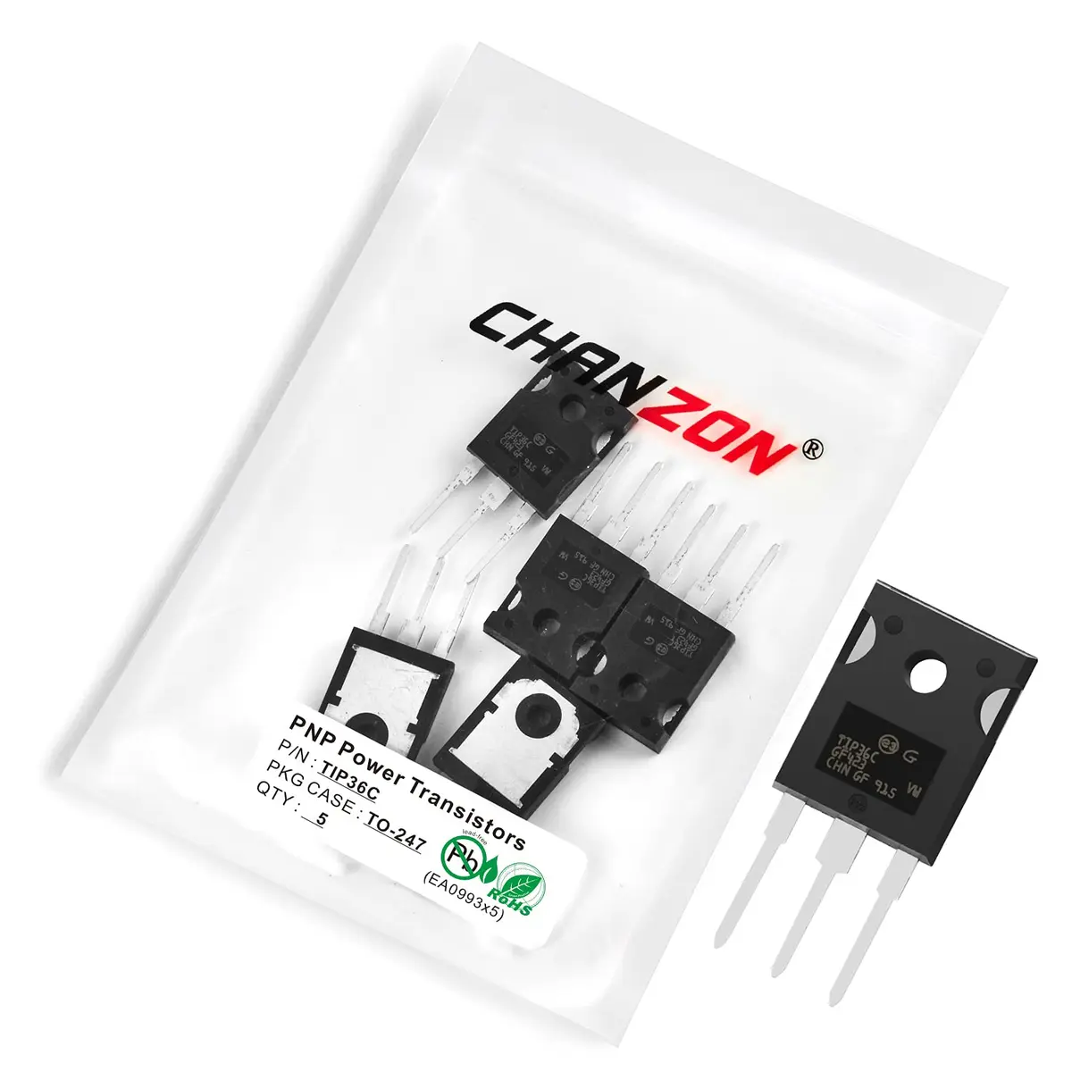 CHANZON TIP36C PNP Power BJT Bipolar Junction Transistor | High Gain, TO-247, 100V, 25A - view 4