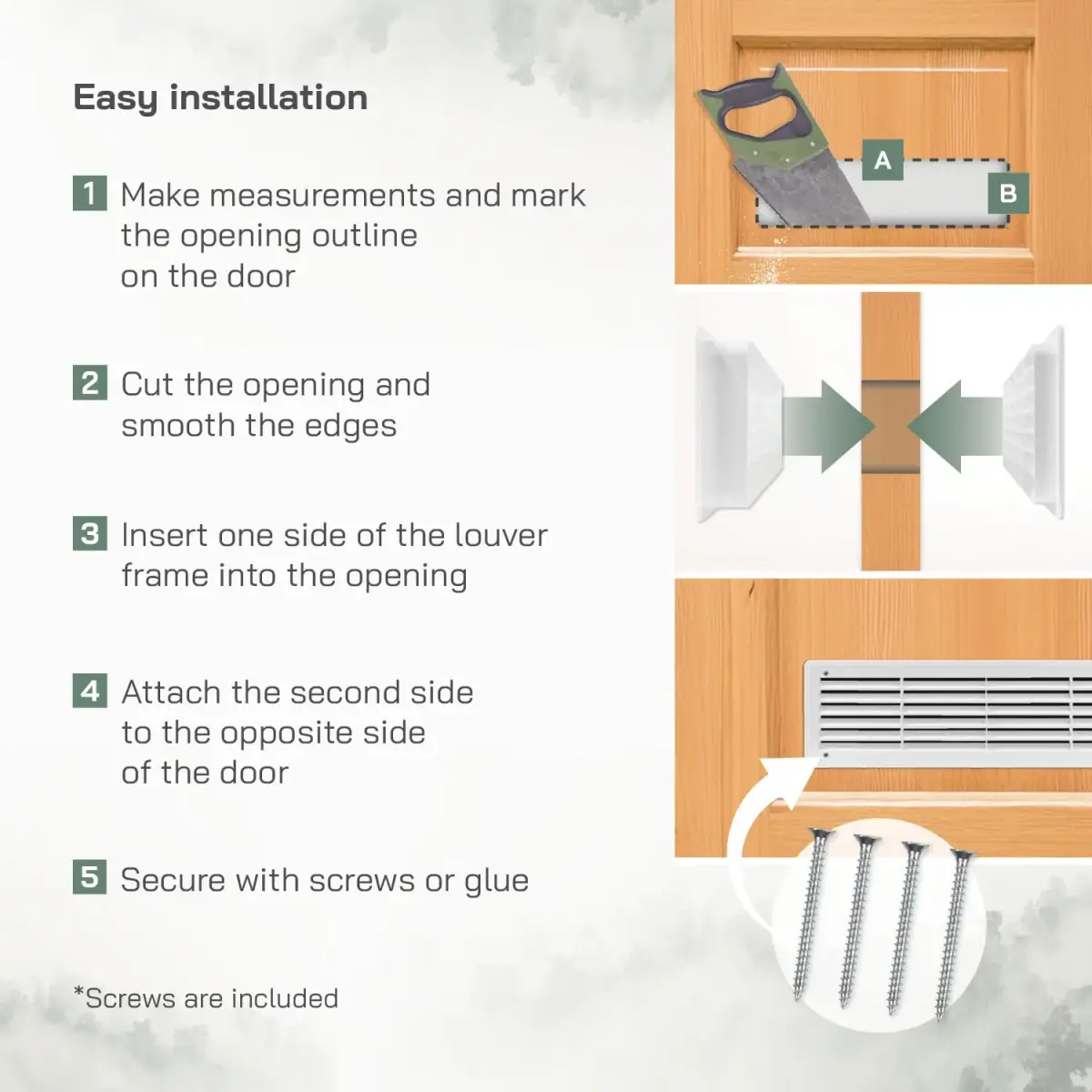 Vent Systems White Plastic Door Air Vent Cover Grill 45cm (18" x 5") | Improves Airflow Between Rooms - view 5