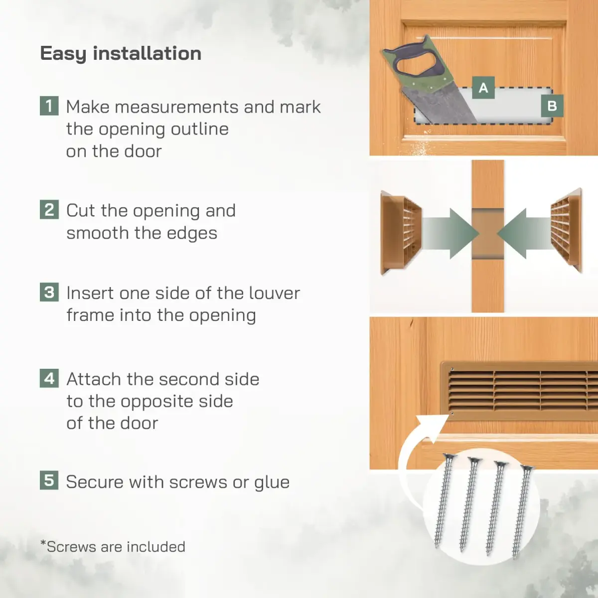 Vent Systems 18" x 5" Plastic Wood Color Door Air Vent Cover | 46cm x 13.5cm Louvered Register Grille for Interior Doors - view 5