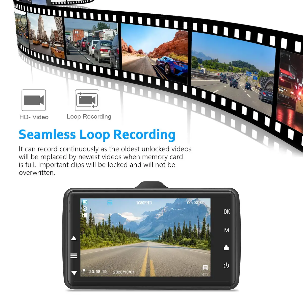 BOOGIIO 1080P Dash Cam with 32GB SD Card, 3-inch IPS Screen, 170° Wide Angle, Aluminum Alloy Case | Night Vision, WDR, Parking Monitor - view 6