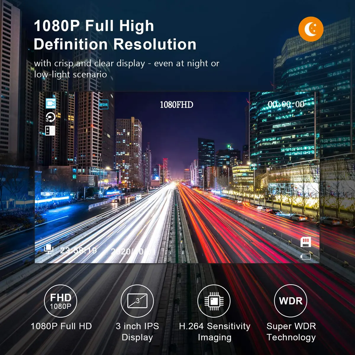 BOOGIIO 1080P Dash Cam with 32GB SD Card, 3-inch IPS Screen, 170° Wide Angle, Aluminum Alloy Case | Night Vision, WDR, Parking Monitor - view 3