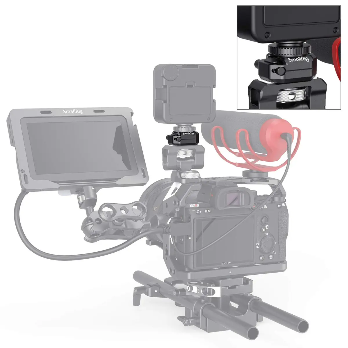 SmallRig Cold Shoe Mount with Safety Release - 2797 | Compact Aluminum Accessory Mount - view 3
