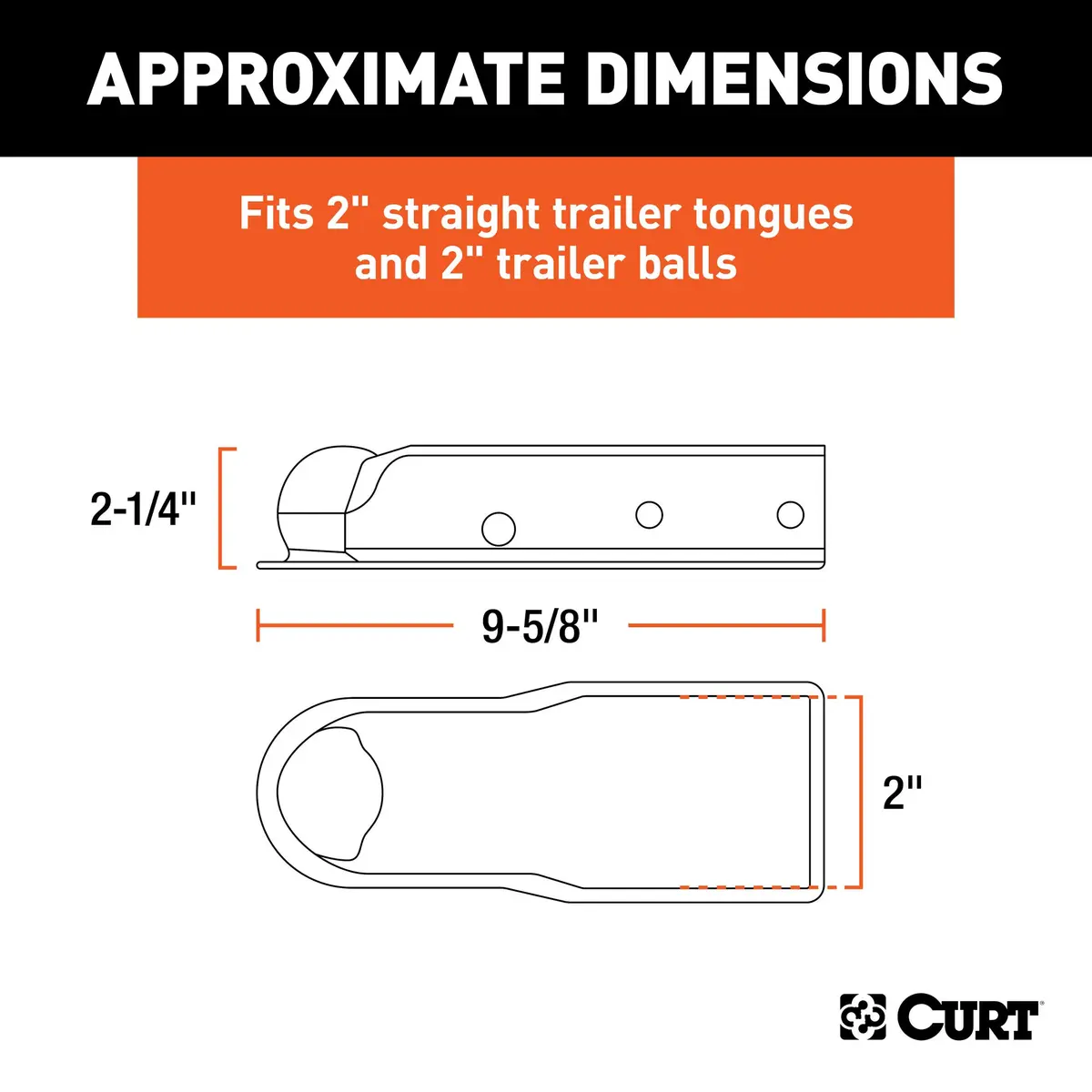 CURT QuickPin No-Latch Trailer Coupler for 2-Inch Hitch Ball | Hassle-Free Towing, SAE J684 Rated - view 2