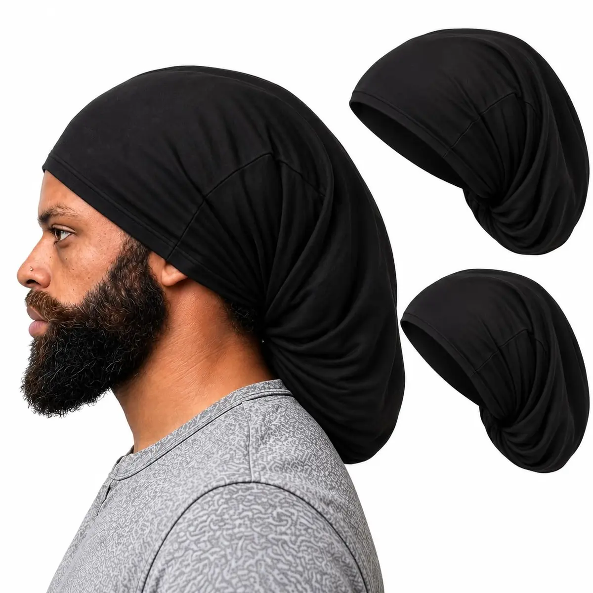 KLY Groups Loc Cap 2 Pack, Regular Spandex Dread Cap for Dreadlocks | Snug Fit for Shoulder-Length Locs, Starter Locs, Braids & Twists - main product image