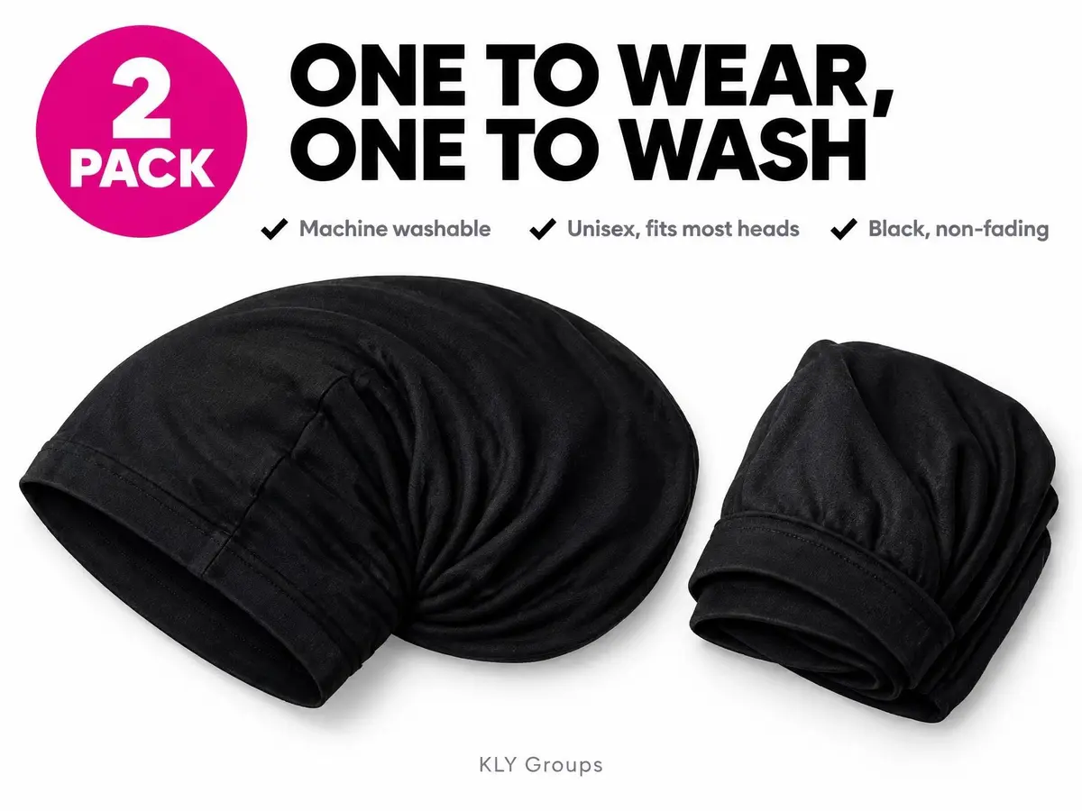 KLY Groups Loc Cap 2 Pack, Regular Spandex Dread Cap for Dreadlocks | Snug Fit for Shoulder-Length Locs, Starter Locs, Braids & Twists - view 7