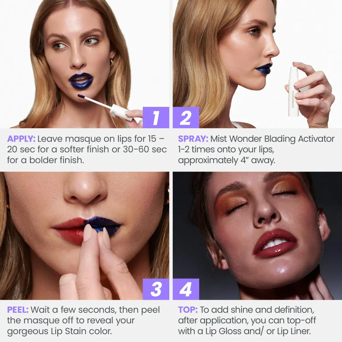 Wonderskin Wonder Blading Peel & Reveal Lip Stain Kit | 0.14 Fl Oz (4 ml) | Long-Lasting, Waterproof, Transfer-Proof - view 3