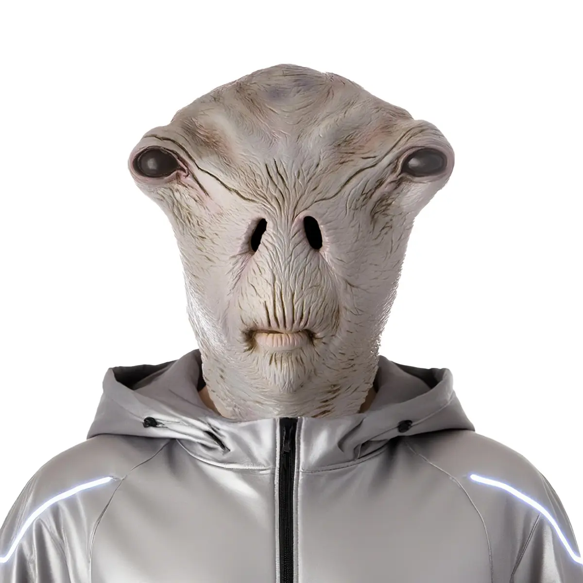 AQKILO Alien Mask Full Head Costume for Halloween & Sci-Fi Events | Adult Unisex Gray Latex Mask - main product image