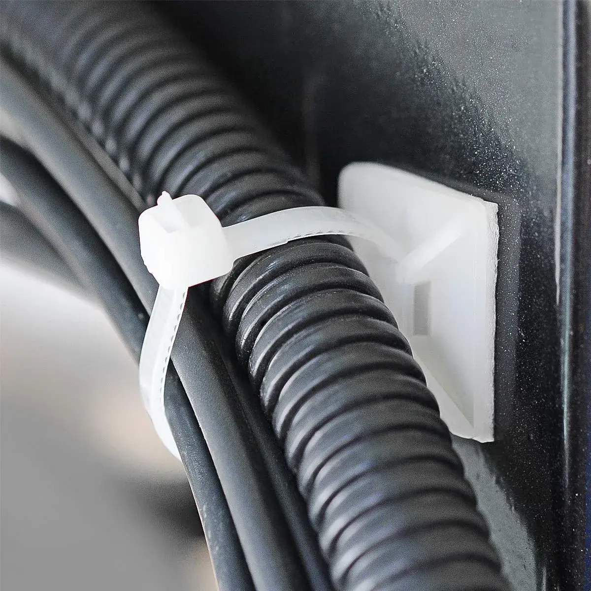 XHF White 200-Piece Cable Tie Mounts with 8" Ties & Screws | Strong Adhesive for Cable Management - view 3