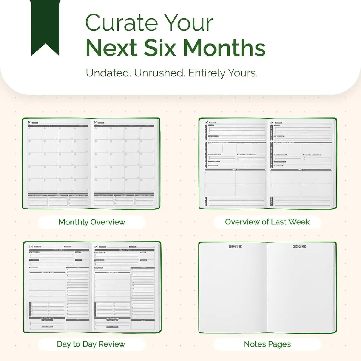 Panda Planner Pro A4 Daily Planner 2026 Dark Green | Undated, Deep Organization for Students & Professionals - view 5
