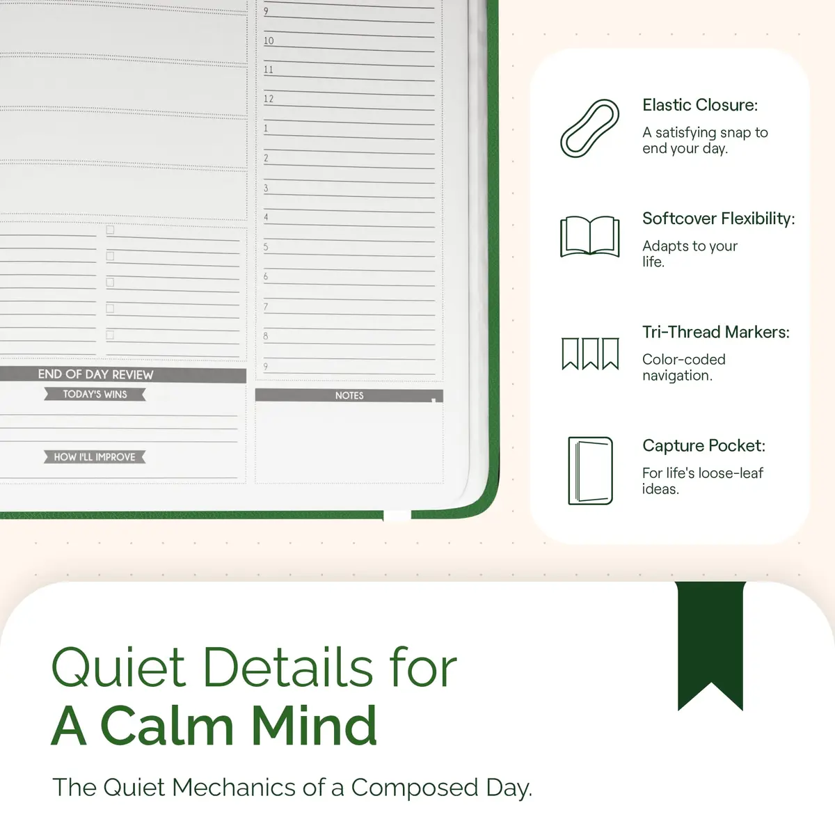 Panda Planner Pro A4 Daily Planner 2026 Dark Green | Undated, Deep Organization for Students & Professionals - view 6