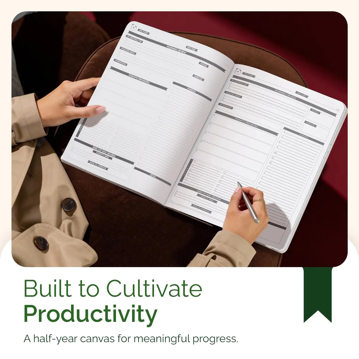 Panda Planner Pro A4 Daily Planner 2026 Dark Green | Undated, Deep Organization for Students & Professionals - view 7