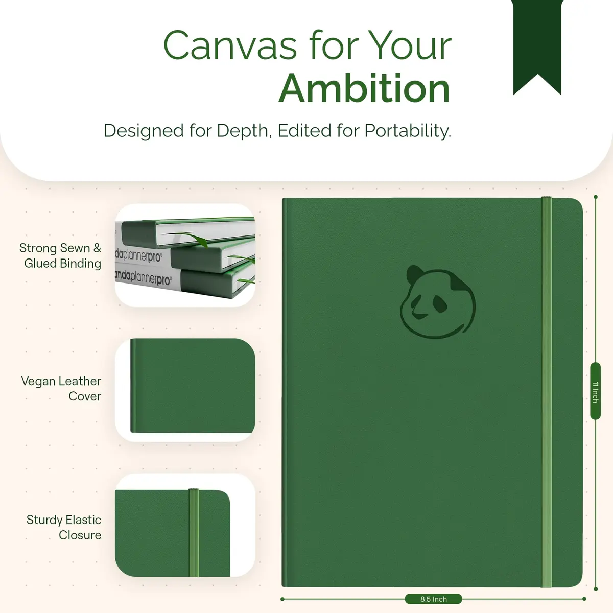 Panda Planner Pro A4 Daily Planner 2026 Dark Green | Undated, Deep Organization for Students & Professionals - view 8