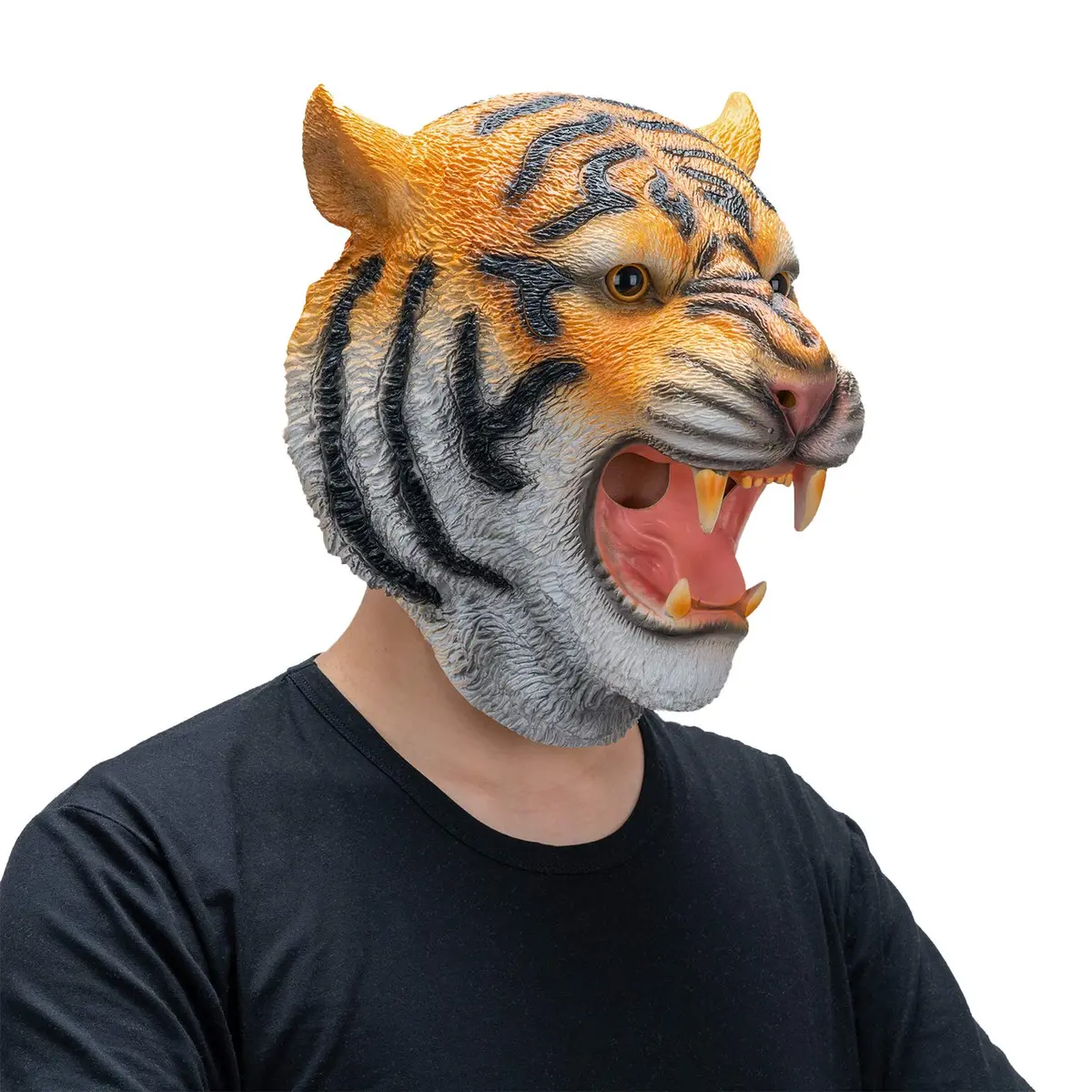 AQKILO Tiger Mask Full Head Animal Costume for Halloween | Playful Tiger Character for Parties & Stage - view 2