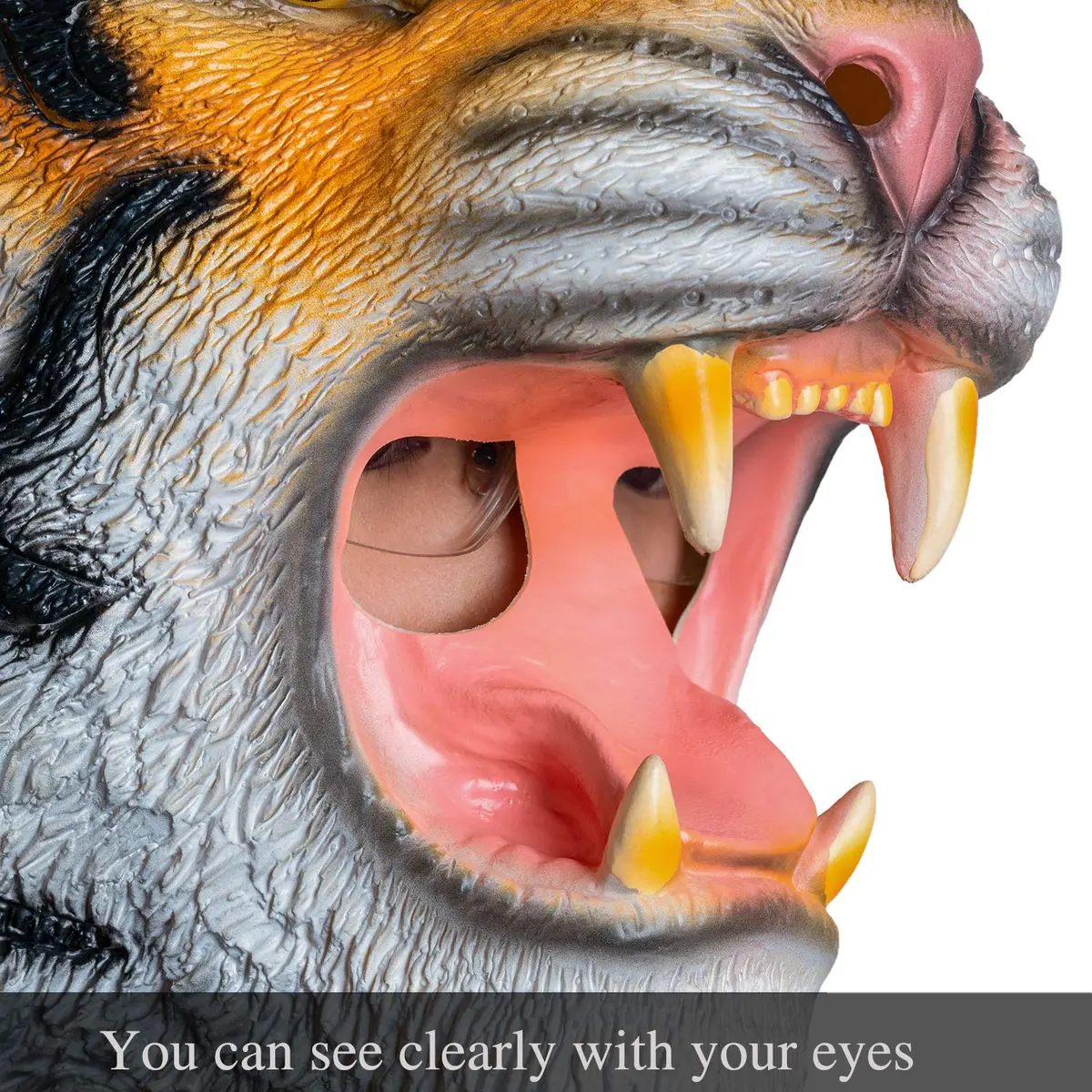 AQKILO Tiger Mask Full Head Animal Costume for Halloween | Playful Tiger Character for Parties & Stage - view 3