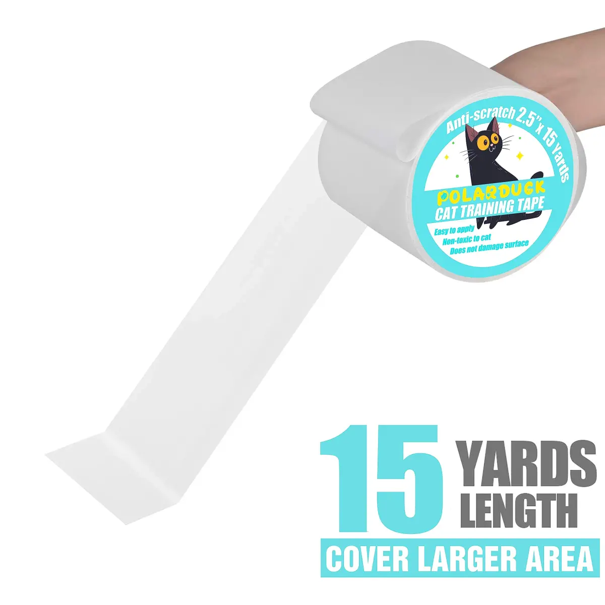 Polarduck Clear Cat Scratch Tape 2.5 inches x 15 Yards | Protects Furniture from Cat Scratches - view 4
