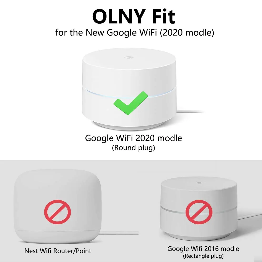 Pefecon 3 Pack Outlet Wall Mount for Google Wifi AC1200 (2020 Round Plug) | Cable Management & Space Saving - view 4