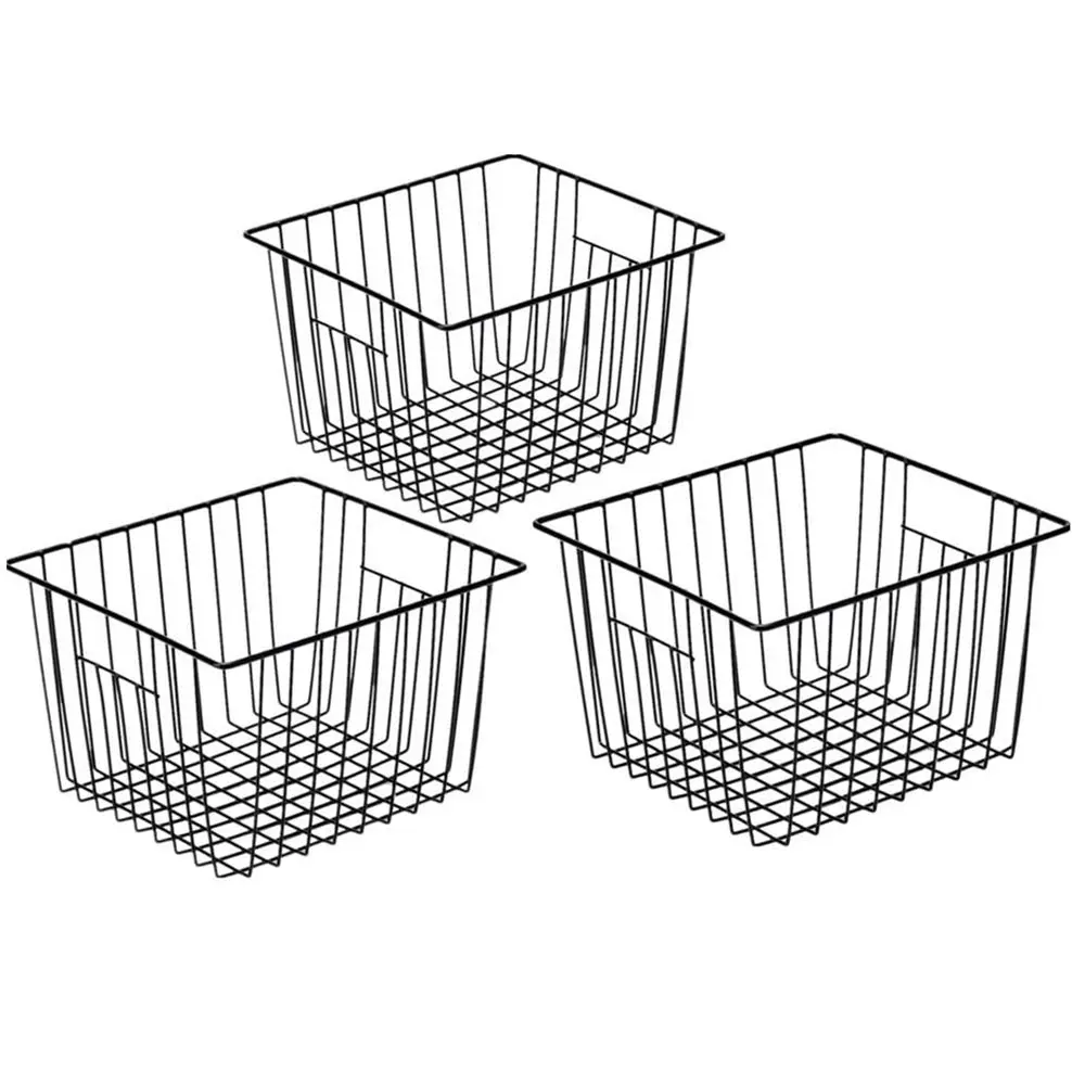 Slideep Metal Storage Baskets 3 Pack | Modern Farmhouse Kitchen Organizer 11in(L) x 10in(W) x 7in(H) - main product image