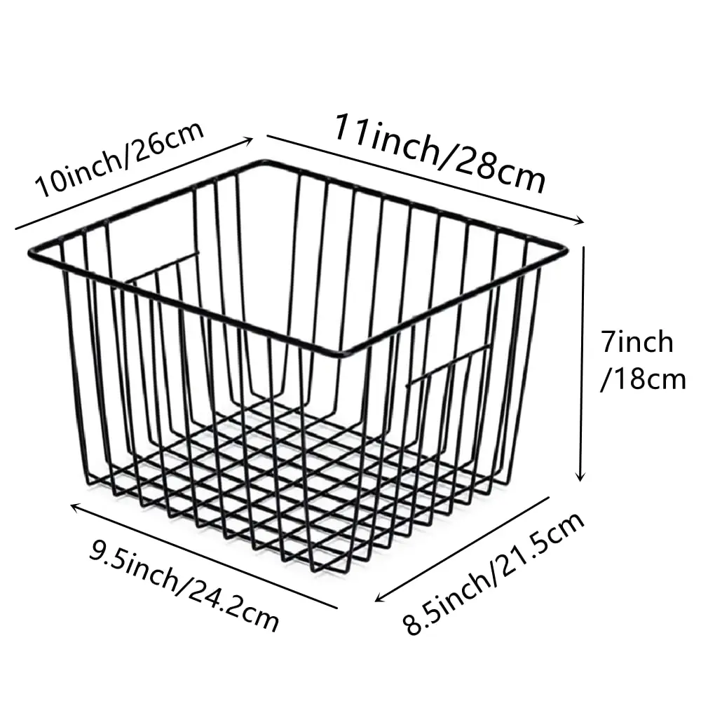 Slideep Metal Storage Baskets 3 Pack | Modern Farmhouse Kitchen Organizer 11in(L) x 10in(W) x 7in(H) - view 4
