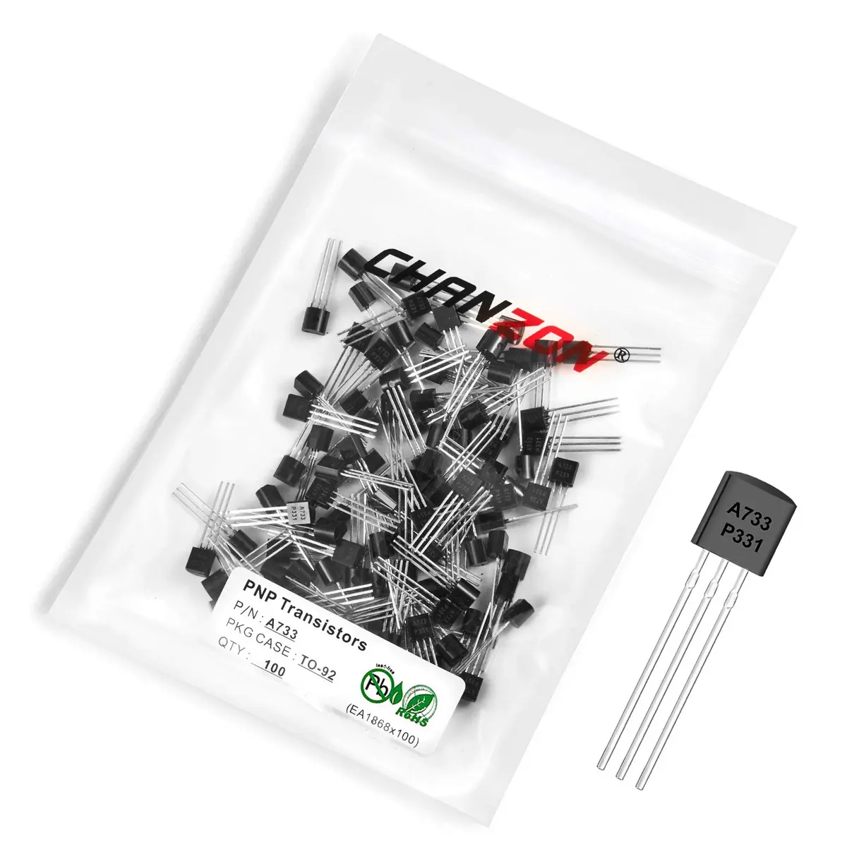 CHANZON PNP Power BJT Bipolar Junction Transistor TO-92 Pack of 100 | High-Performance Power Management - main product image