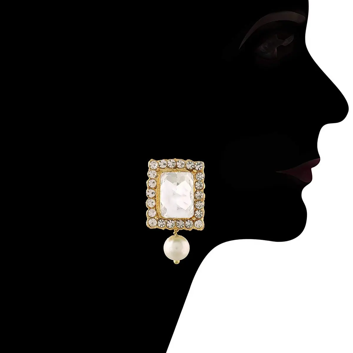 I Jewels Traditional Indian Bride Stone Pearl Choker Necklace & Earring Set | 26 cm Necklace Length - view 6
