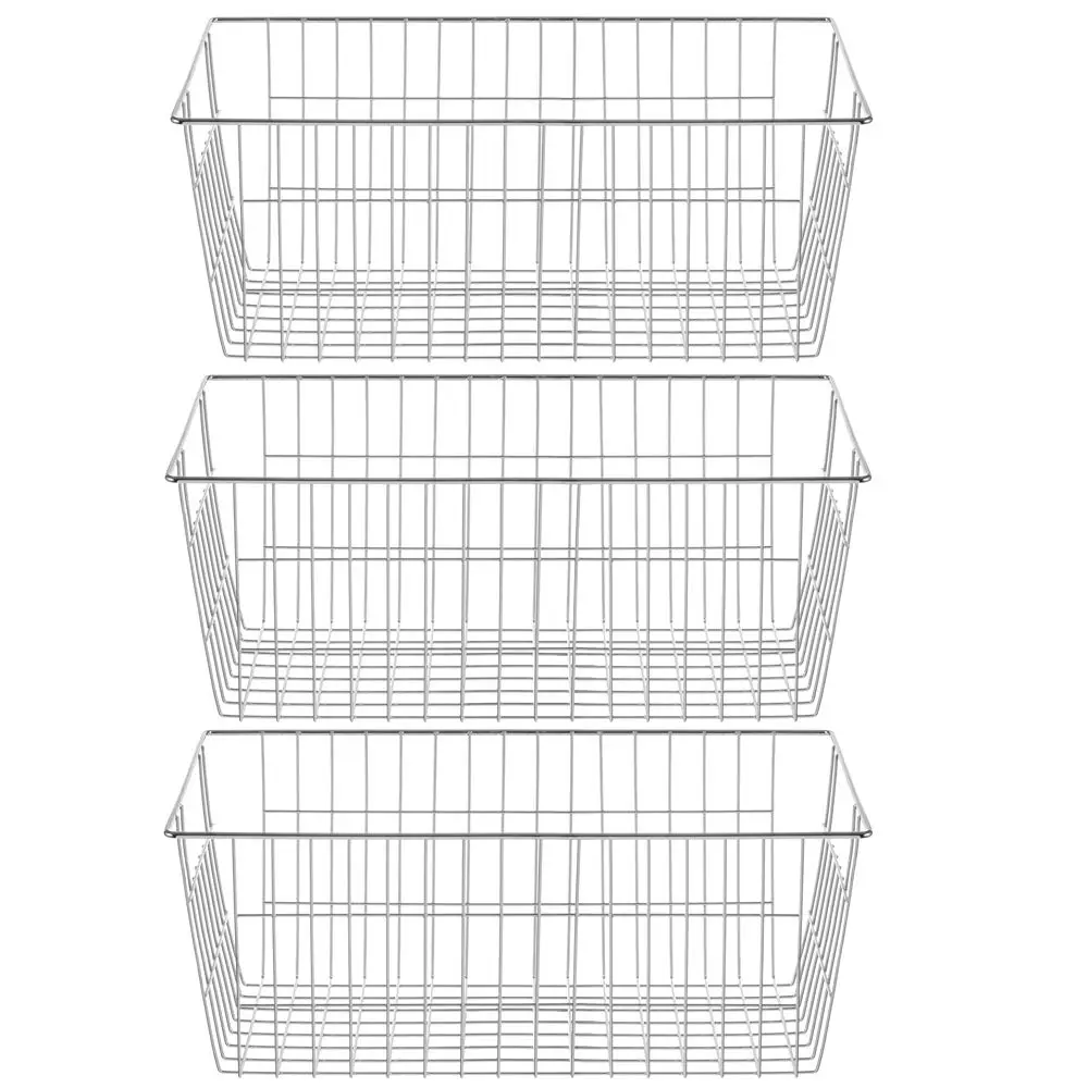 SANNO Large Wire Storage Baskets Set of 3 | Farmhouse Kitchen & Pantry Organizer - main product image