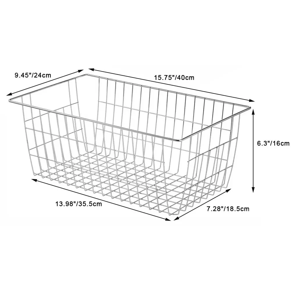 SANNO Large Wire Storage Baskets Set of 3 | Farmhouse Kitchen & Pantry Organizer - view 8