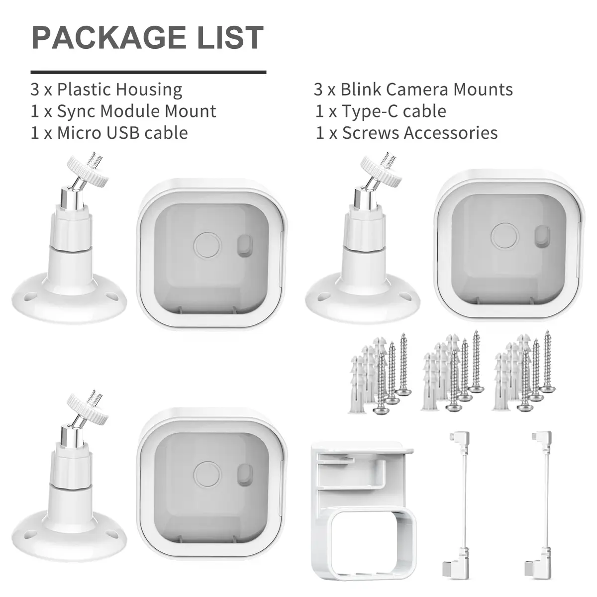 Pefecon 3-Pack Blink Outdoor Camera Housing & Mounts with Sync Module Mount, White | Weatherproof Protective Covers for Blink Outdoor 4/2K+ - view 7