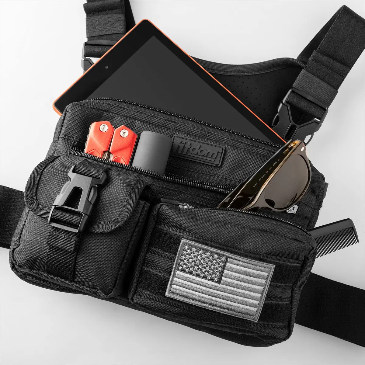 Fitdom Running Chest Pack for Men | Water-Resistant, Adjustable, Multiple Pockets - view 7