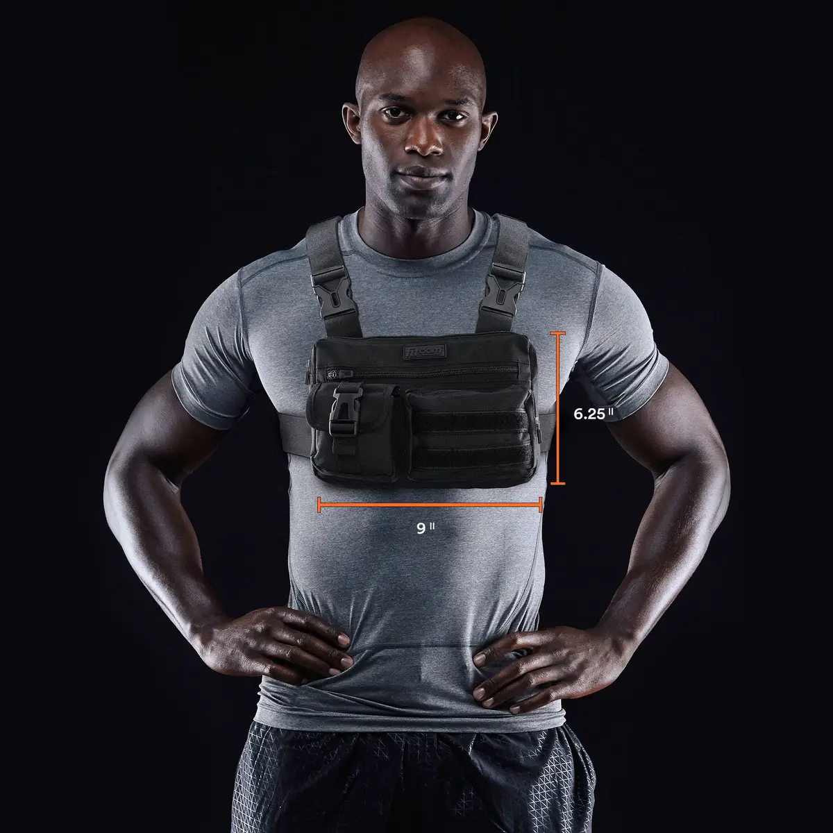 Fitdom Running Chest Pack for Men | Water-Resistant, Adjustable, Multiple Pockets - view 2