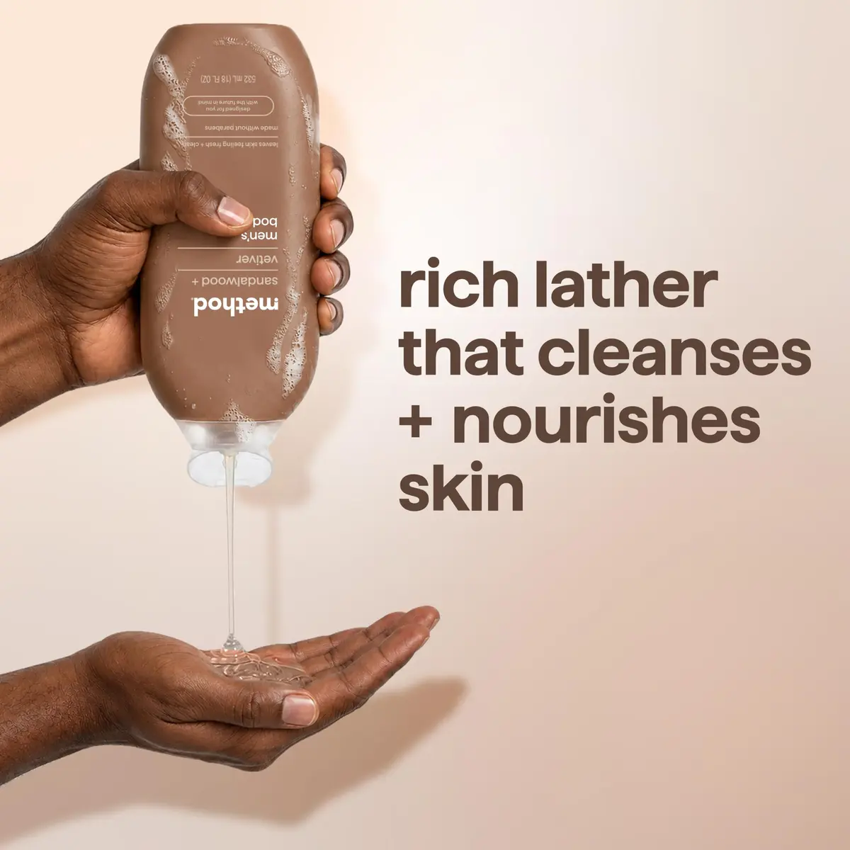 Method Men's Body Wash Sandalwood + Vetiver 283ml (9.5 Fl Oz) | Hydrating Formula for All Skin Types - view 5