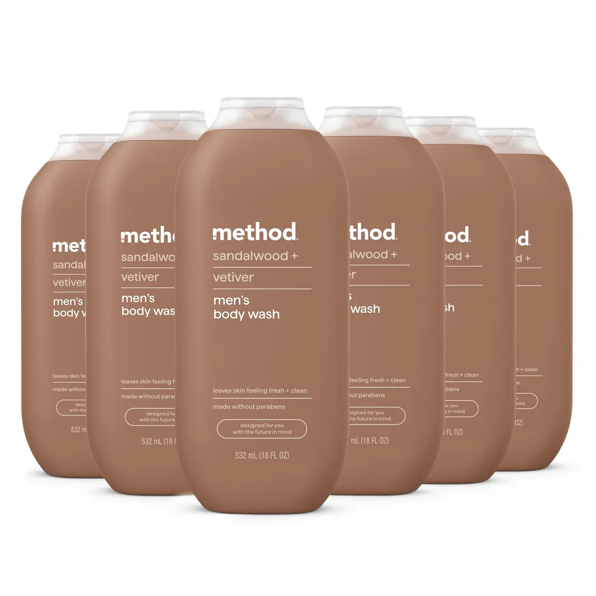 Method Men's Body Wash Sandalwood + Vetiver 283ml (9.5 Fl Oz) | Hydrating Formula for All Skin Types - main product image