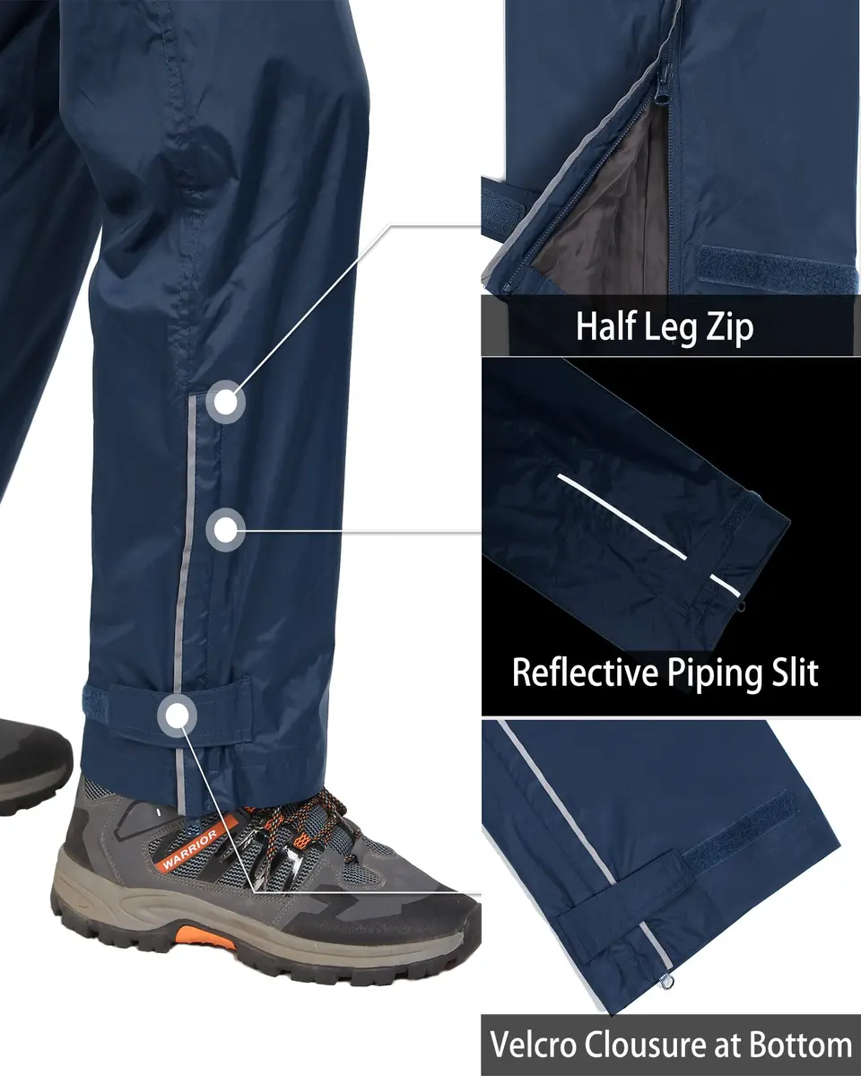 33,000ft Men's Rain Pants Waterproof Windproof Navy | Breathable, Seam-Sealed Outdoor Rainwear - view 6